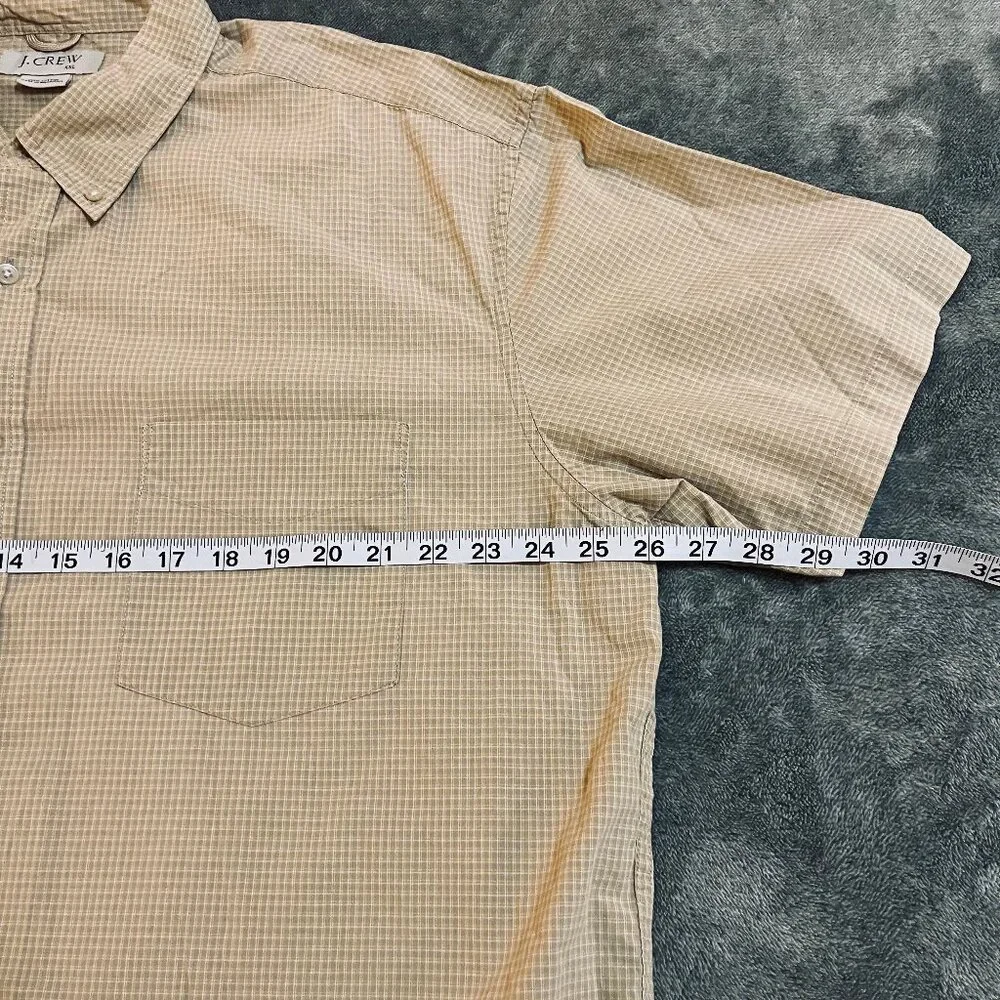 J. Crew mens short sleeve button down shirt plaid 100% cotton XXL 2XL